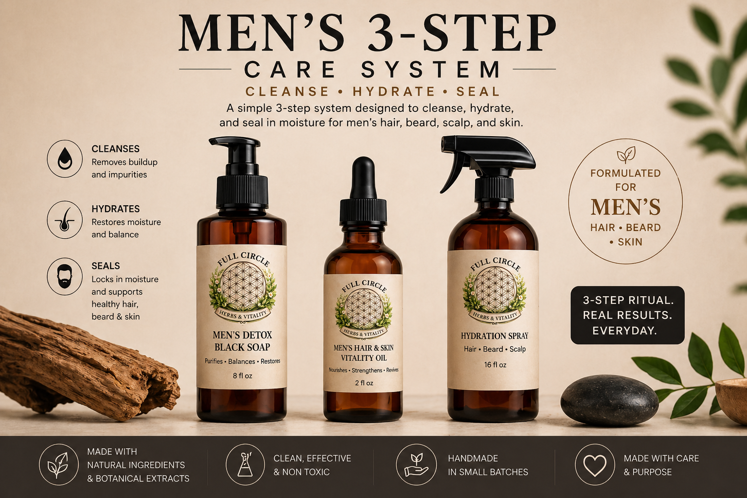 Men’s 3-Step Care System (Hair, Beard & Skin)